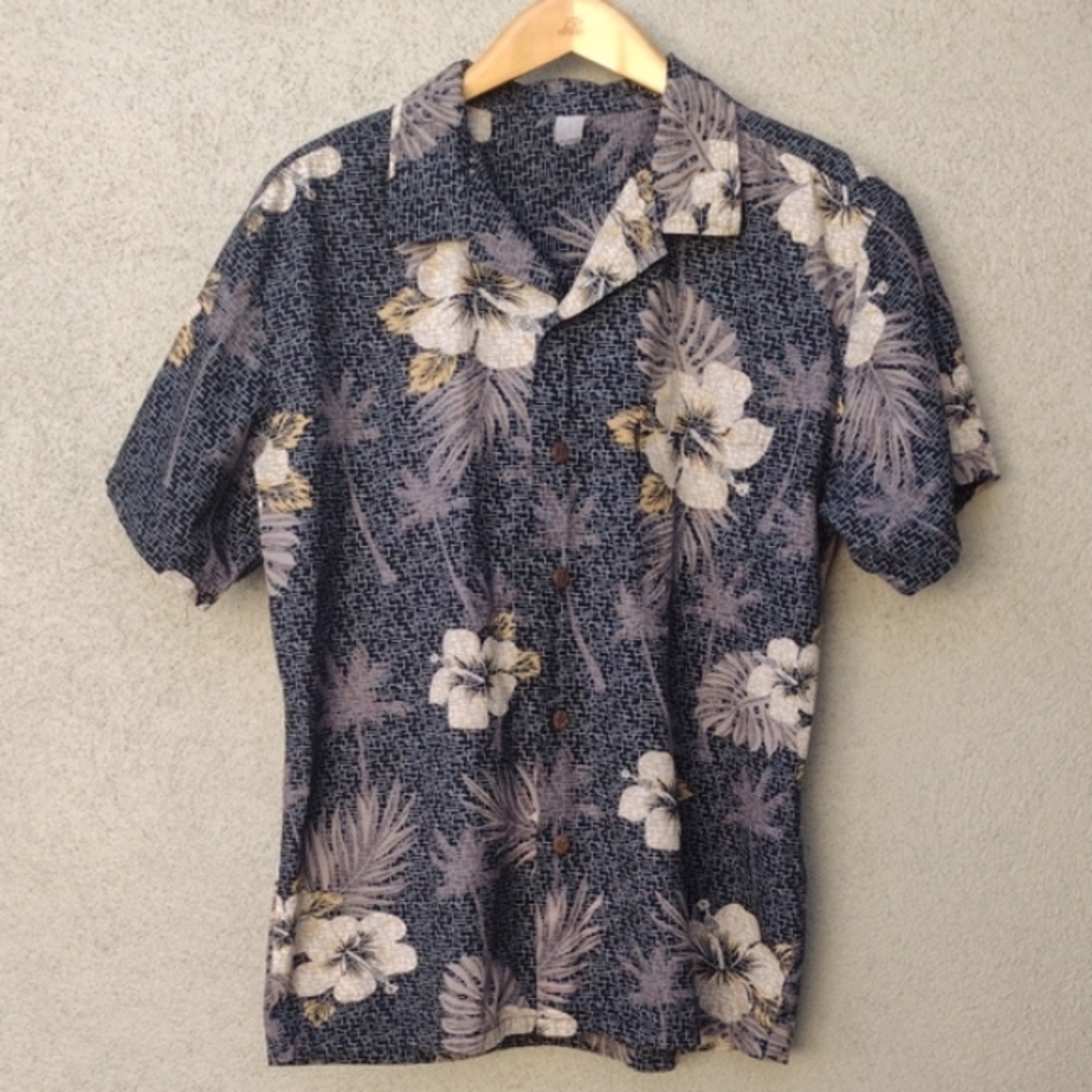 Palmwave Black Hibiscus Men's Hawaiian Shirt XL